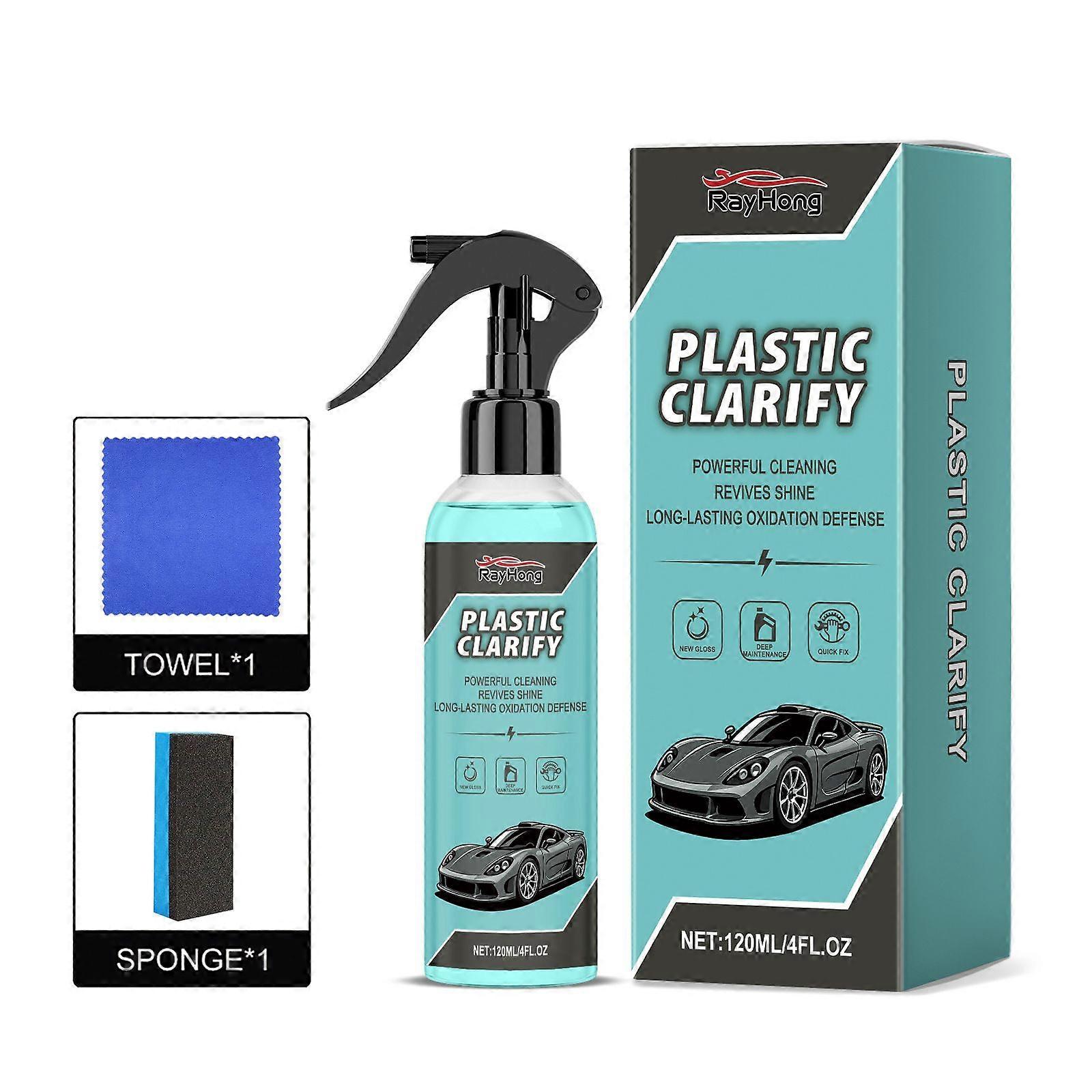 Plastic Clarify for Cars, Plastic Clarify for Cars Spray, Waterless Spray Wax, Plastic Rubber Leather Restorer for Cars, All-in-One Detailer for Car