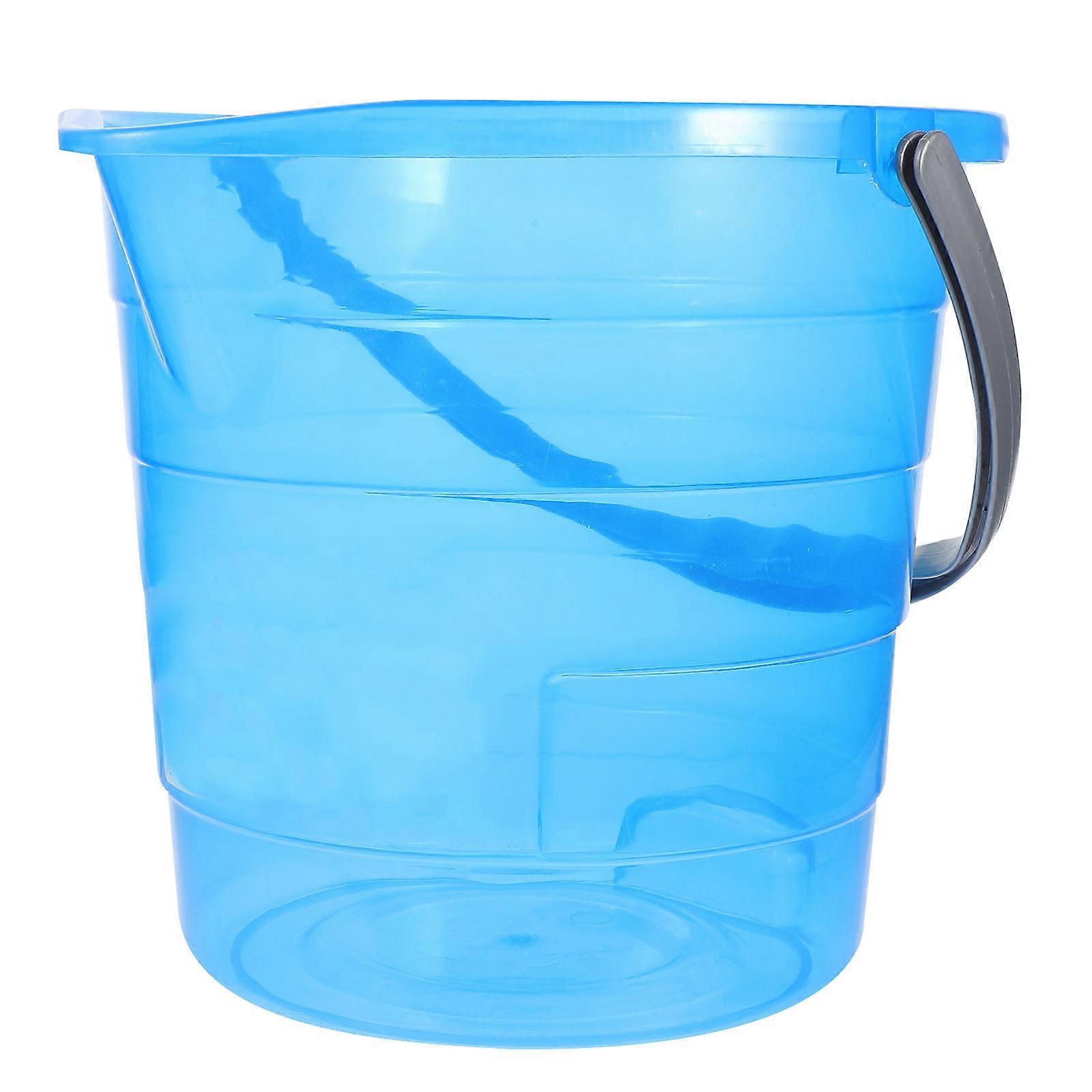 Portable Plastic Water Bucket Stain-Resistant Small Bucket with Handle for Home Use Blue