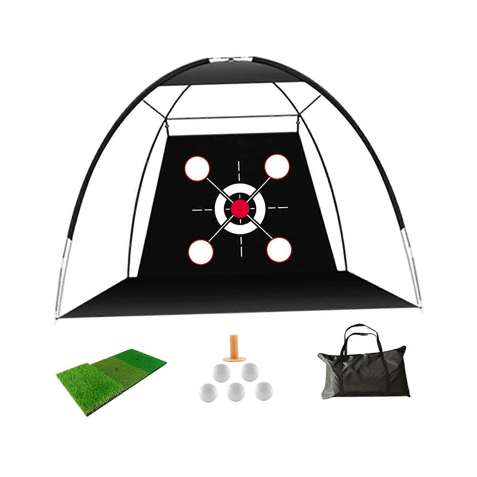 Golf Practice Net Golf Swing Training Net Portable 9.84 x 6.56 Feet Golf Net and Mat for Indoor Outdoor Backyard Driving Home