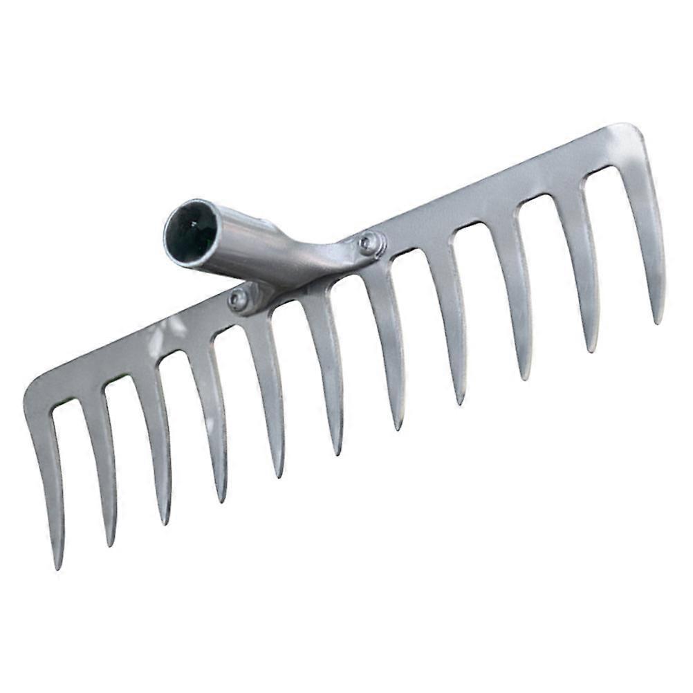 Silver Iron Gardening Rake for Efficient Soil Loosening and Leaf Gathering in the Garden 1 Pc