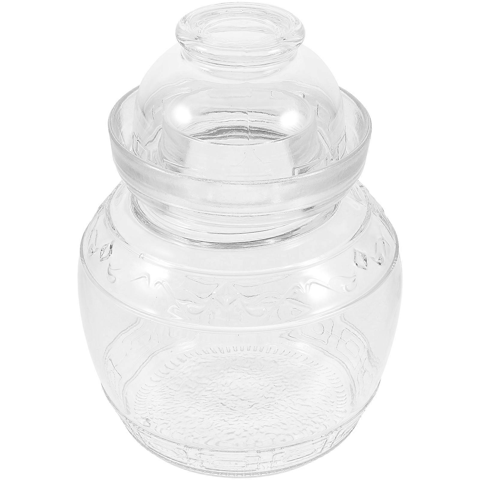 Transparent Glass Pickle Jar with Airtight Seal for Kitchen Food Storage and Fermenting – Premium Craftsmanship, 1pc Capacity