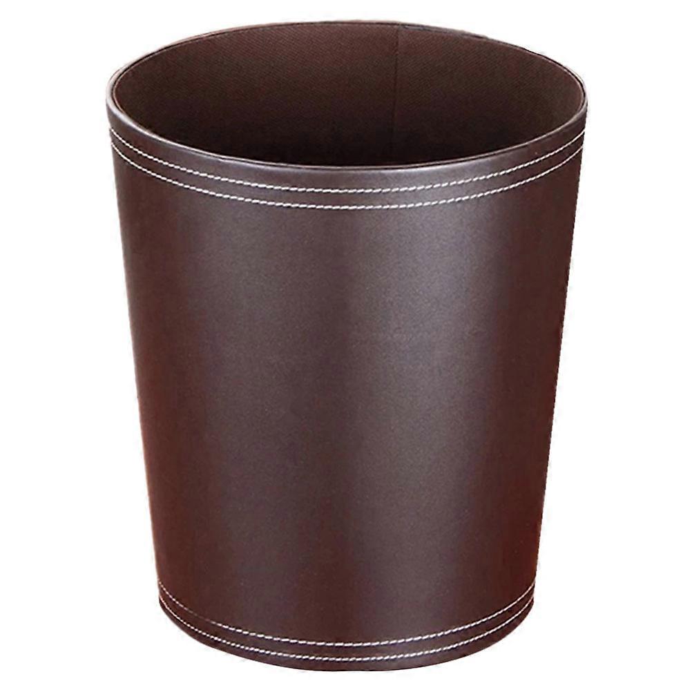 Round Garbage Cans Waste Paper Basket Kitchen Bathroom Living Room Use PU Material 1Set