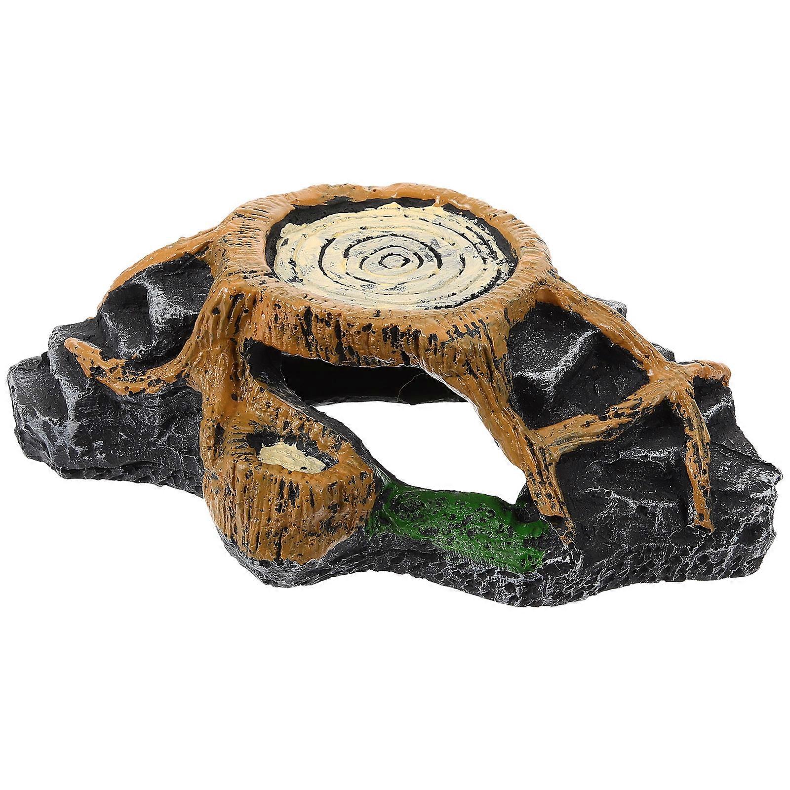 Fish Tank Decoration Climbing Platform Reptile Sunbathing Platform Stone Like Shape High Realism Resin Technology 1Set
