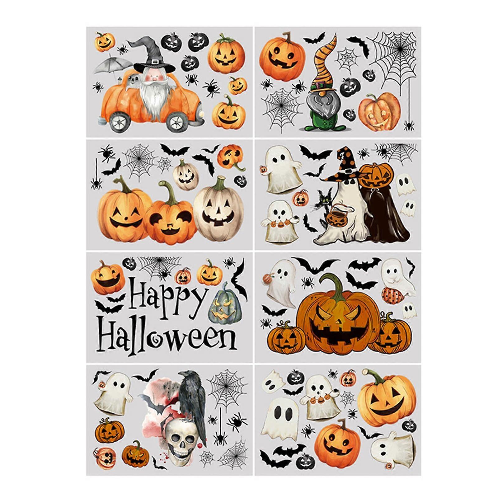 Halloween Party Window Clip Assortment Ghost Pumpkin Bat Window Clips, 24-Piece Plastic Reusable Static Clings for Glass