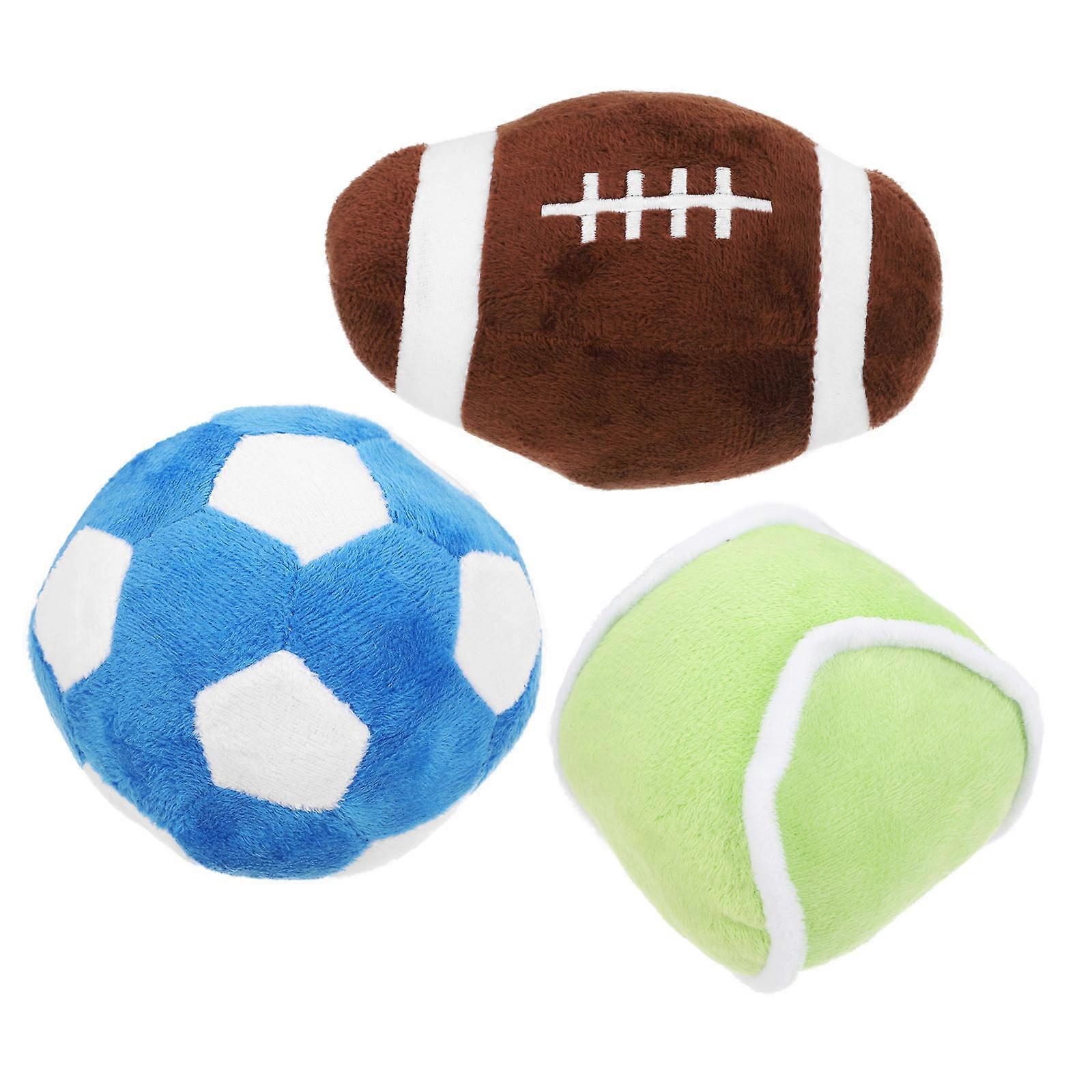 Plush Dog Durable Sport Balls Set for Puppies and Cats – Soft Chew Tennis, Football, Rugby for Training and Playtime