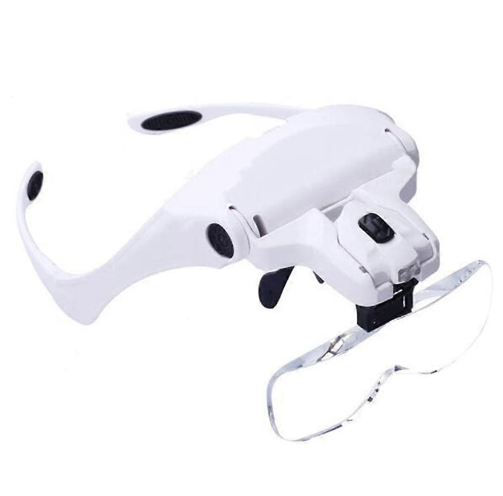 Lupe with headband, 2 LED lights, magnifier, 5 lenses 1.0x3.5x