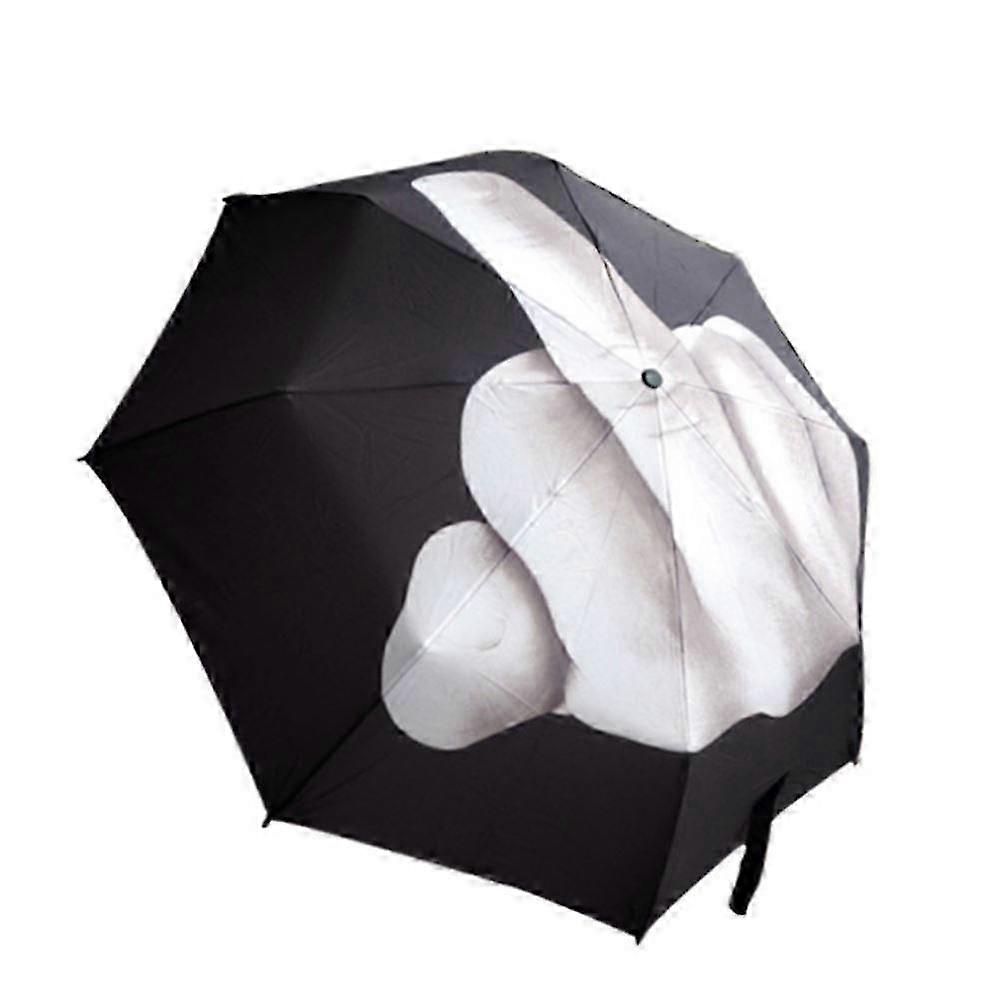 Funny Waterproof Folding Umbrella with Middle Finger Design - Windproof & Sturdy Compact Rain Protection