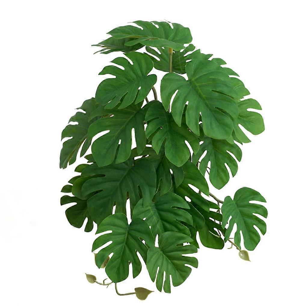 Artificial Reptile Plants for Terrariums, Realistic 3D Printed Leaves for Amphibians and Turtle Habitats, Green Color