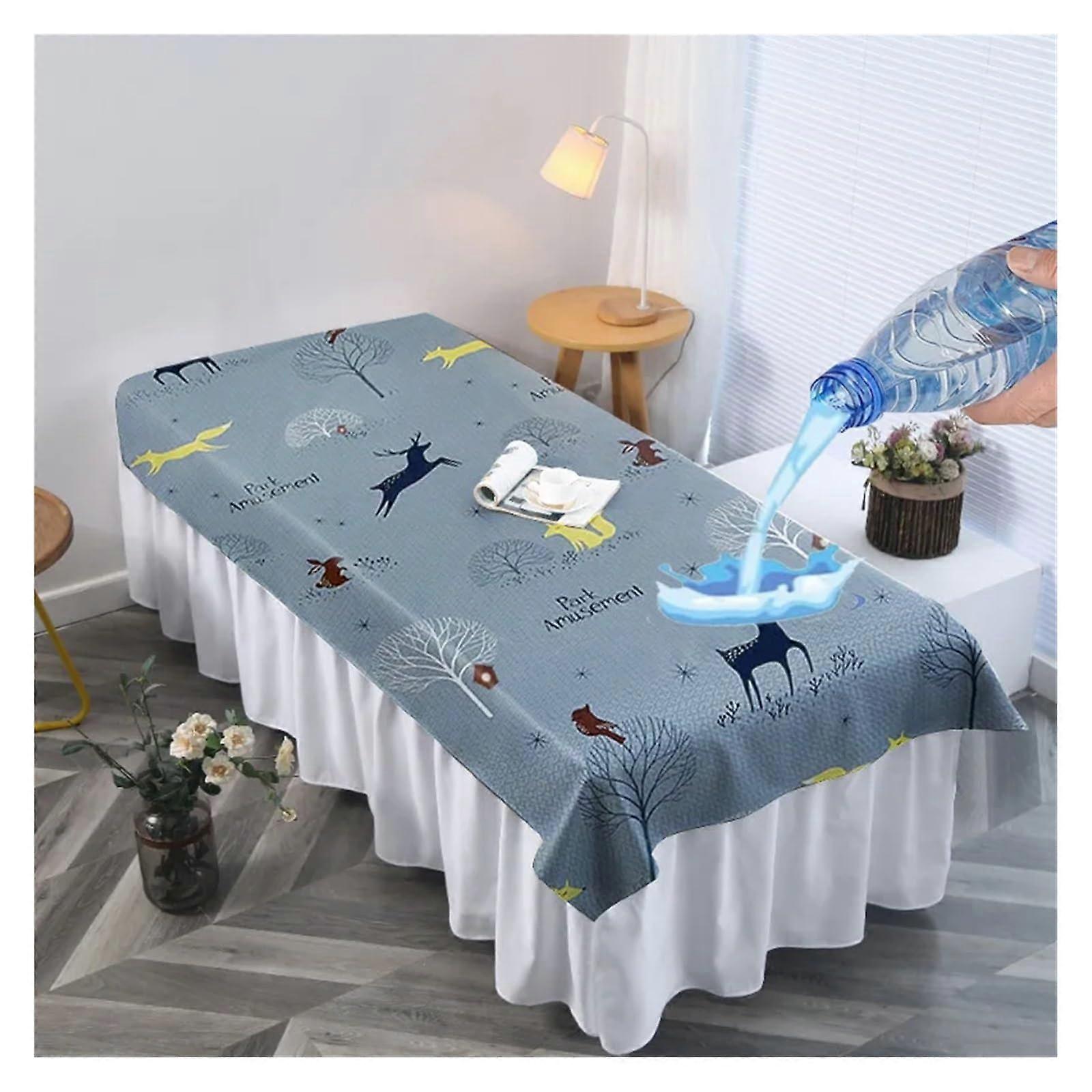 マッサージテーブルベッドシーツ、フェイスホール付き防水TPUカバー(90x200cm)