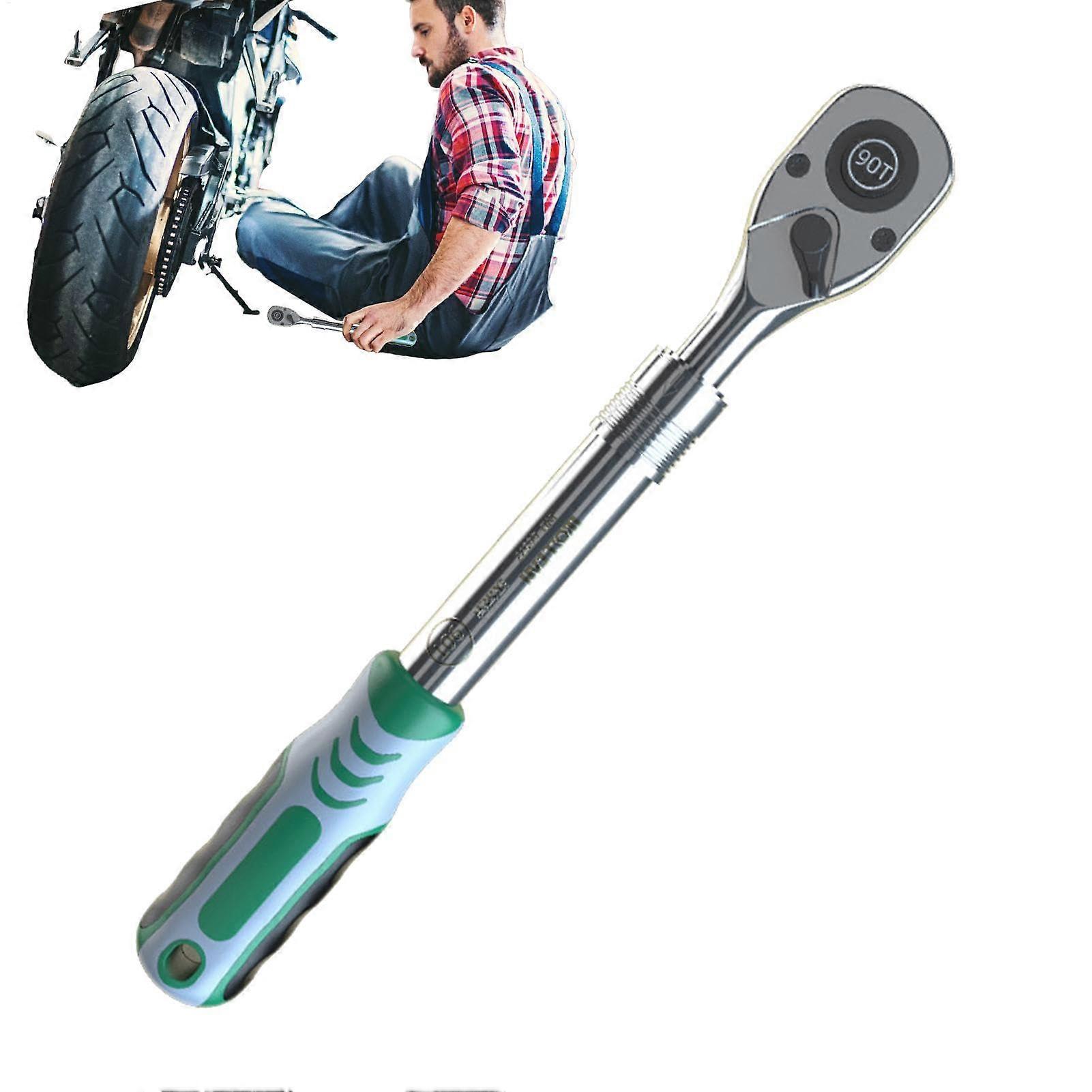 Adjustable ratchet wrench, extendable quickrelease 90tooth socket wrench 1/2inch tool