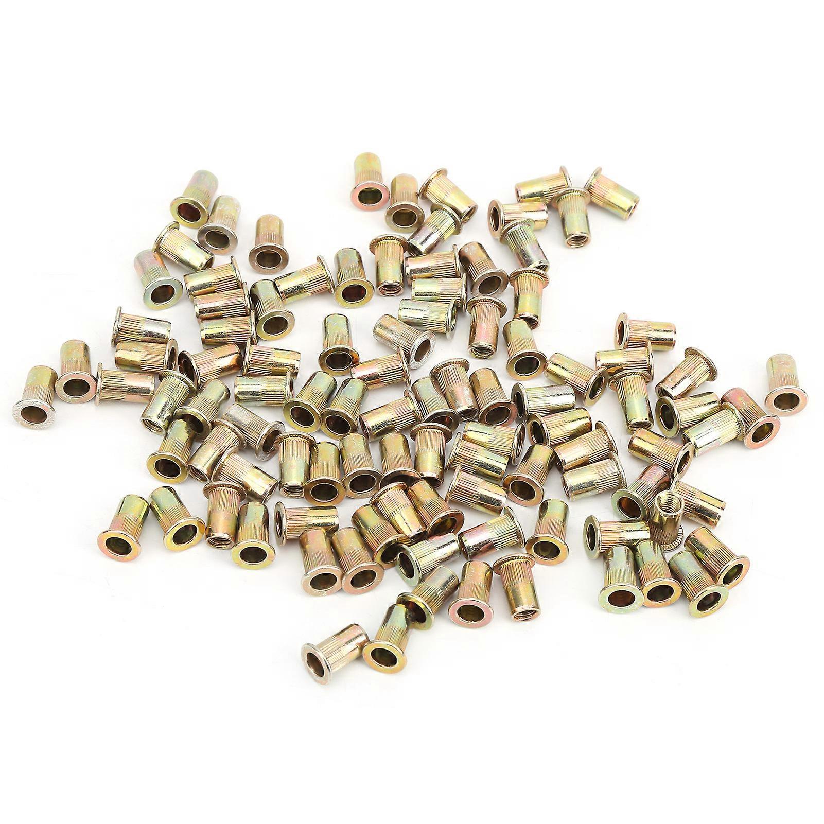 100Pcs Rivet Nut Color Zinc Plated Flat Head Threaded Nutsert Kit Hardware AccessoriesM5