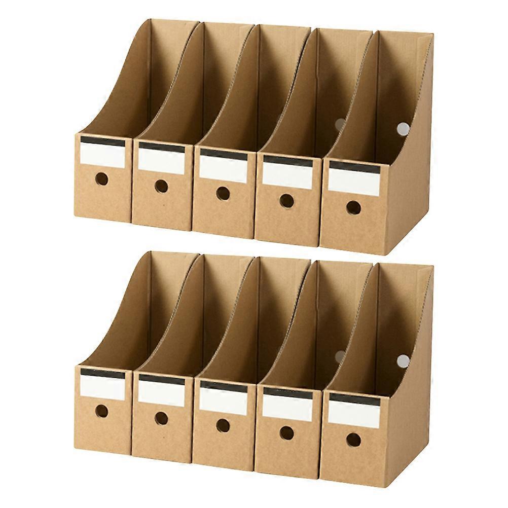 Versatile File Boxes Office Files Storage Holders Khaki Multi-Functional Cases 10Pcs