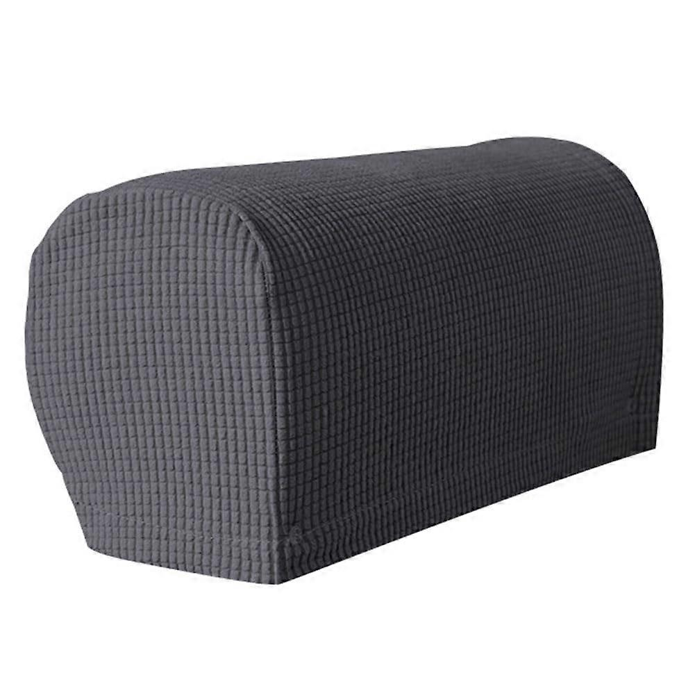 Soft Stretch Plush Armrest Covers 2-Pack for Chairs and Sofas, Dark Gray Couch Armrest Slipcovers, Universal Fit