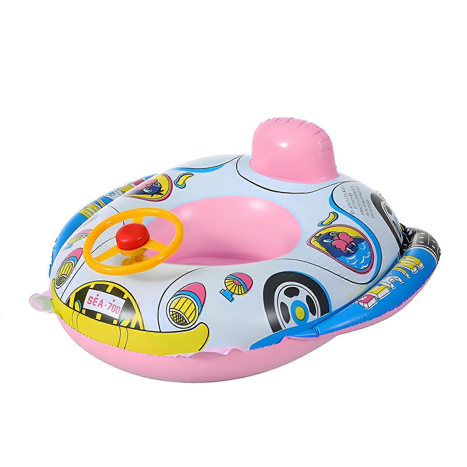 Car Shape Swim Ring with Armrests and Backrest that is not easy to roll over. Baby Swim Ring for Babies, Inflatable Seat rose