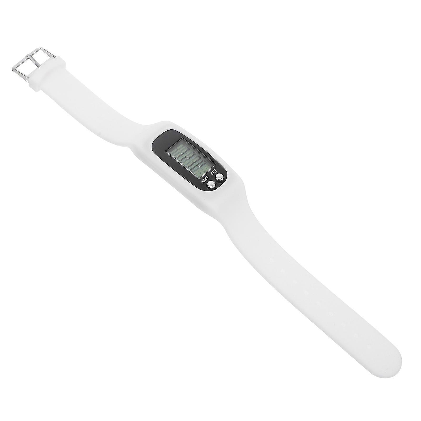 Silicone Sports Watch with Pedometer for Walking and Running – Durable Step Counter Display Band for Men and Women – Stylish White Design