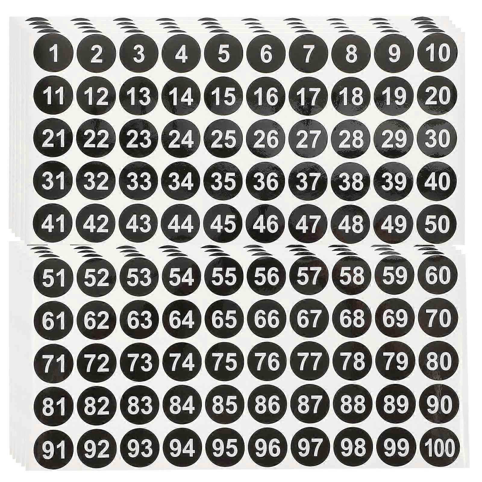 Round Sign Decal Labels Numbered Stickers Indoor Outdoor Use Identification Labeling 20 Sheets