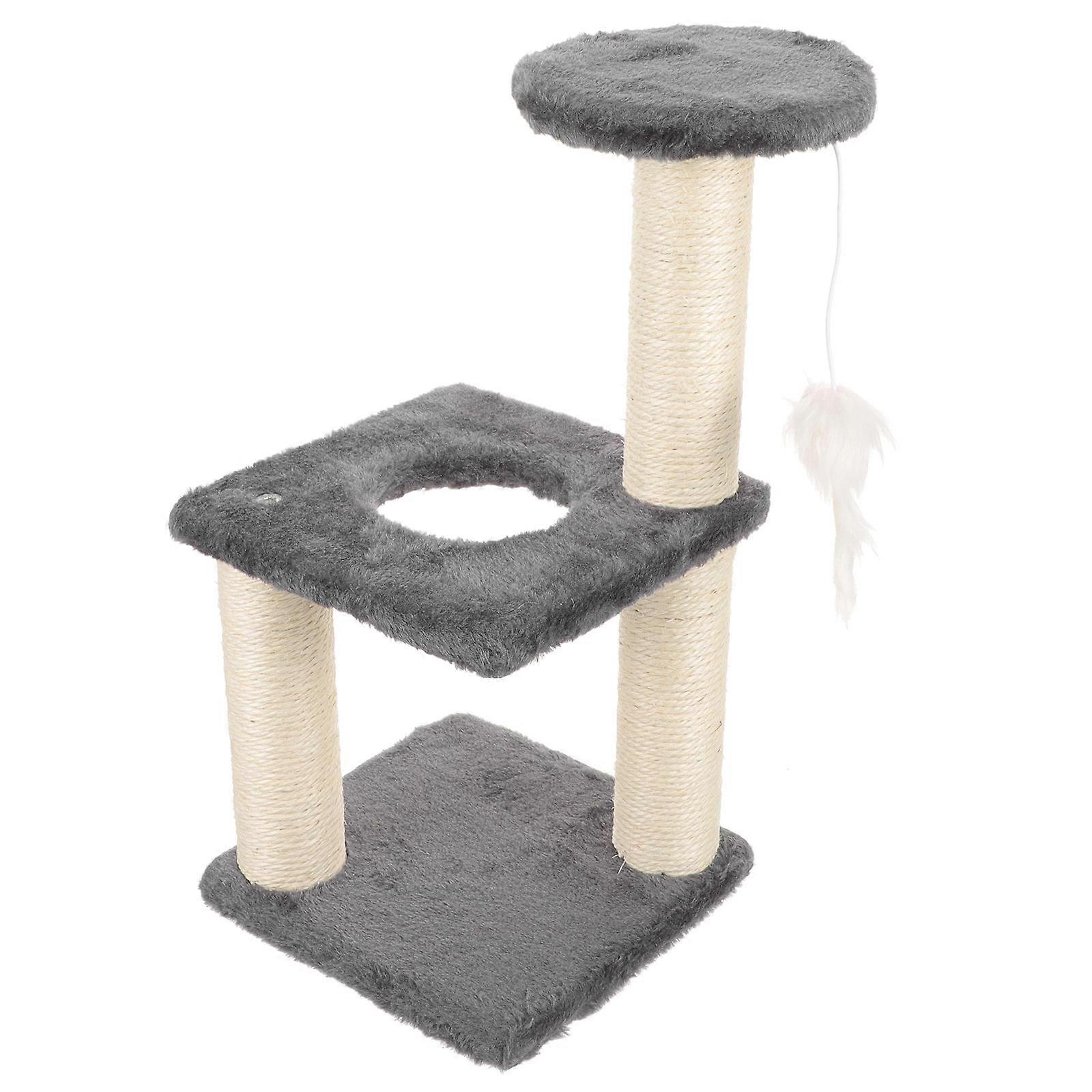Indoor Cat Tree Adorable Simple Style Cat Lounger Scratch Post Density Board Paper Tube Lint Agility Training 1Pack