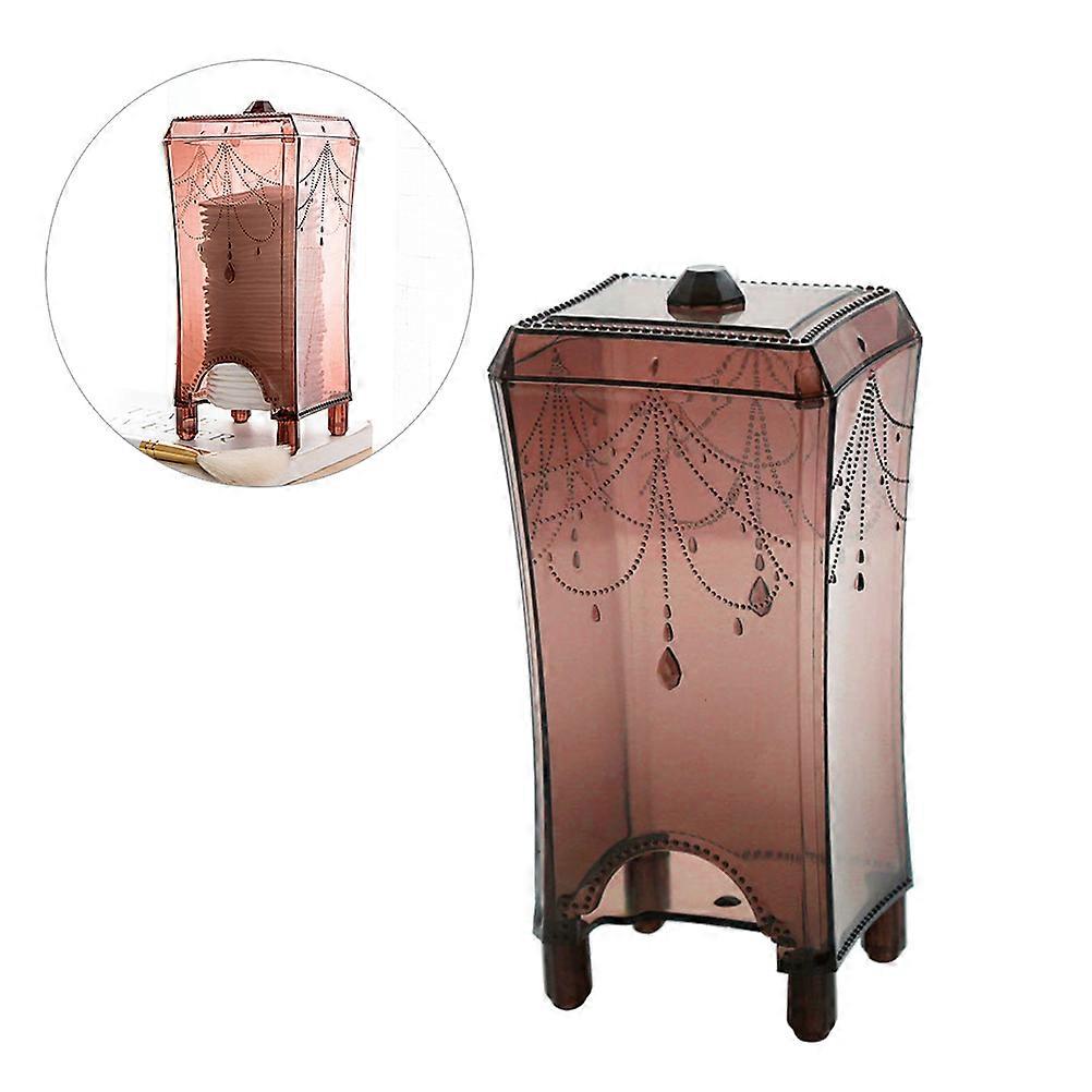 1PC Cotton Pad Organizer Storage Case Square Container Makeup Holder Box (Transparent Coffee)