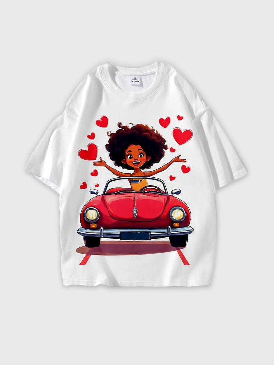 T-shirt round neck Pattern loose short sleeve N218