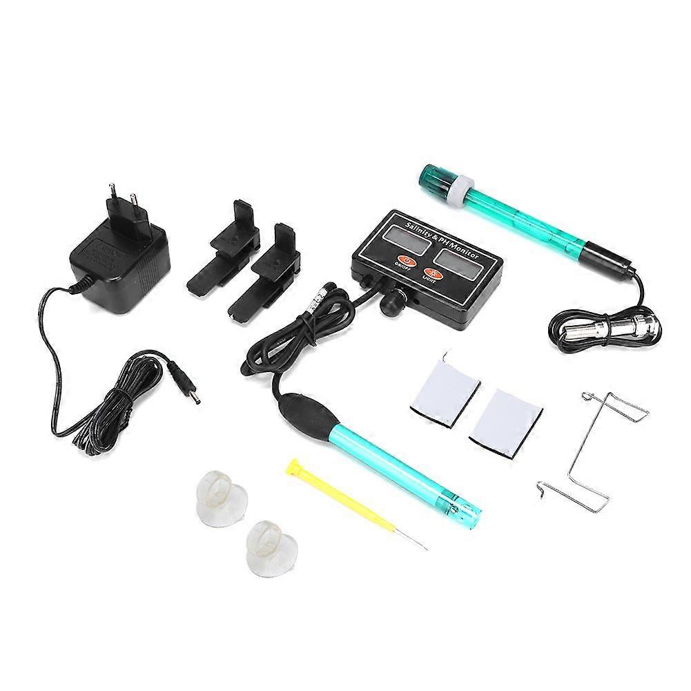 2in 1 Online PH and Salinity Monitor PH Meter Salinity Tester for Aquarium Pool Water Quality Tester EU 220V
