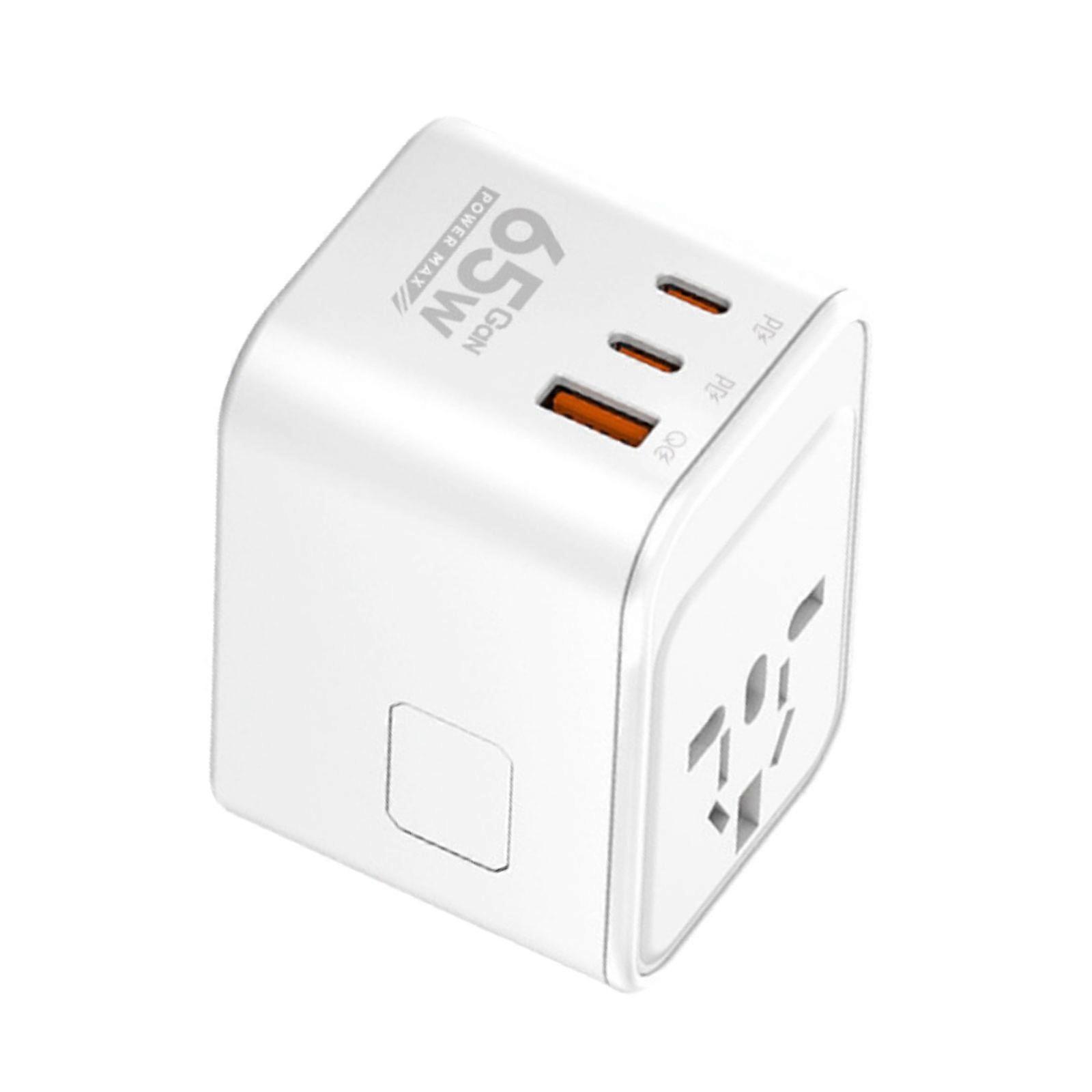 Universal Power Adapter 45W 65W for Laptops and Devices with USB C and USB A Port Covers 300+ Countries Multicolor