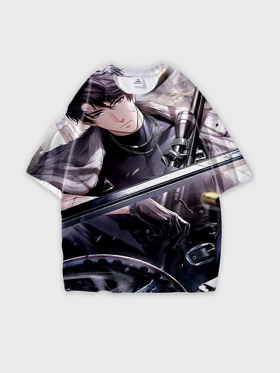 T-shirt round neck Role Pattern loose short sleeve E3235