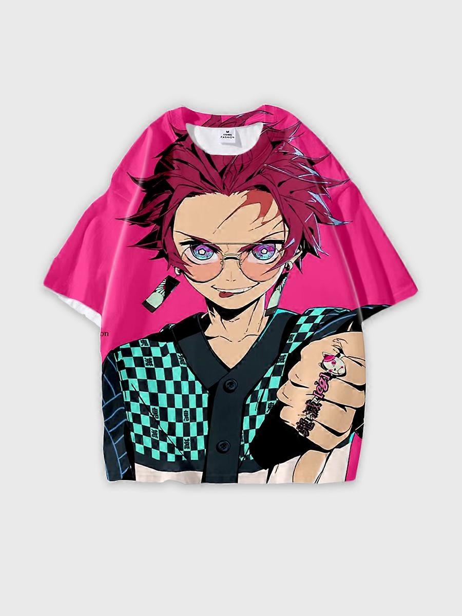 T-shirt round neck Character Pattern loose short sleeve P2933