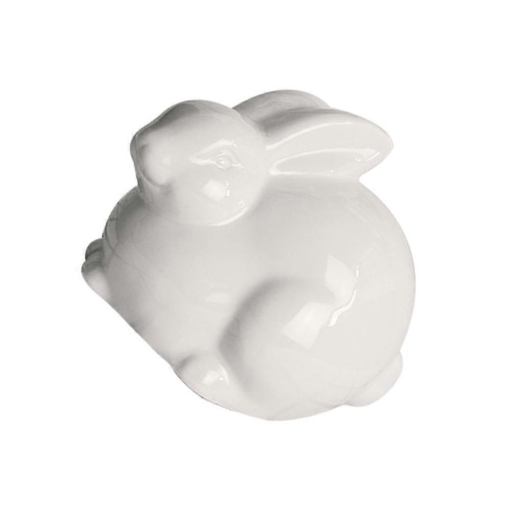 Realistic Flat Rabbit Shape Ceramic Rabbit Statue For Festive Decor 13.5X10Cm Easter Celebration 1Pcs