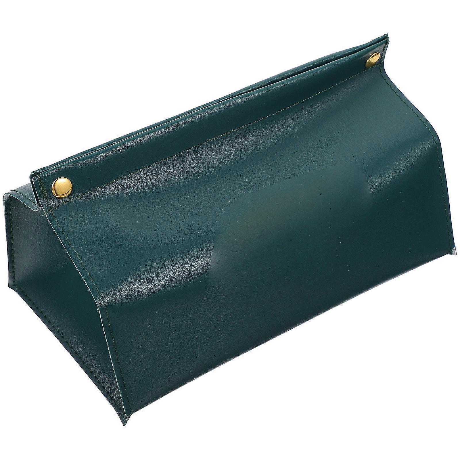 Creative Tissue Box Premium PU Napkin Holder For Home Use Green Rectangular Tissue Storage 1Pcs