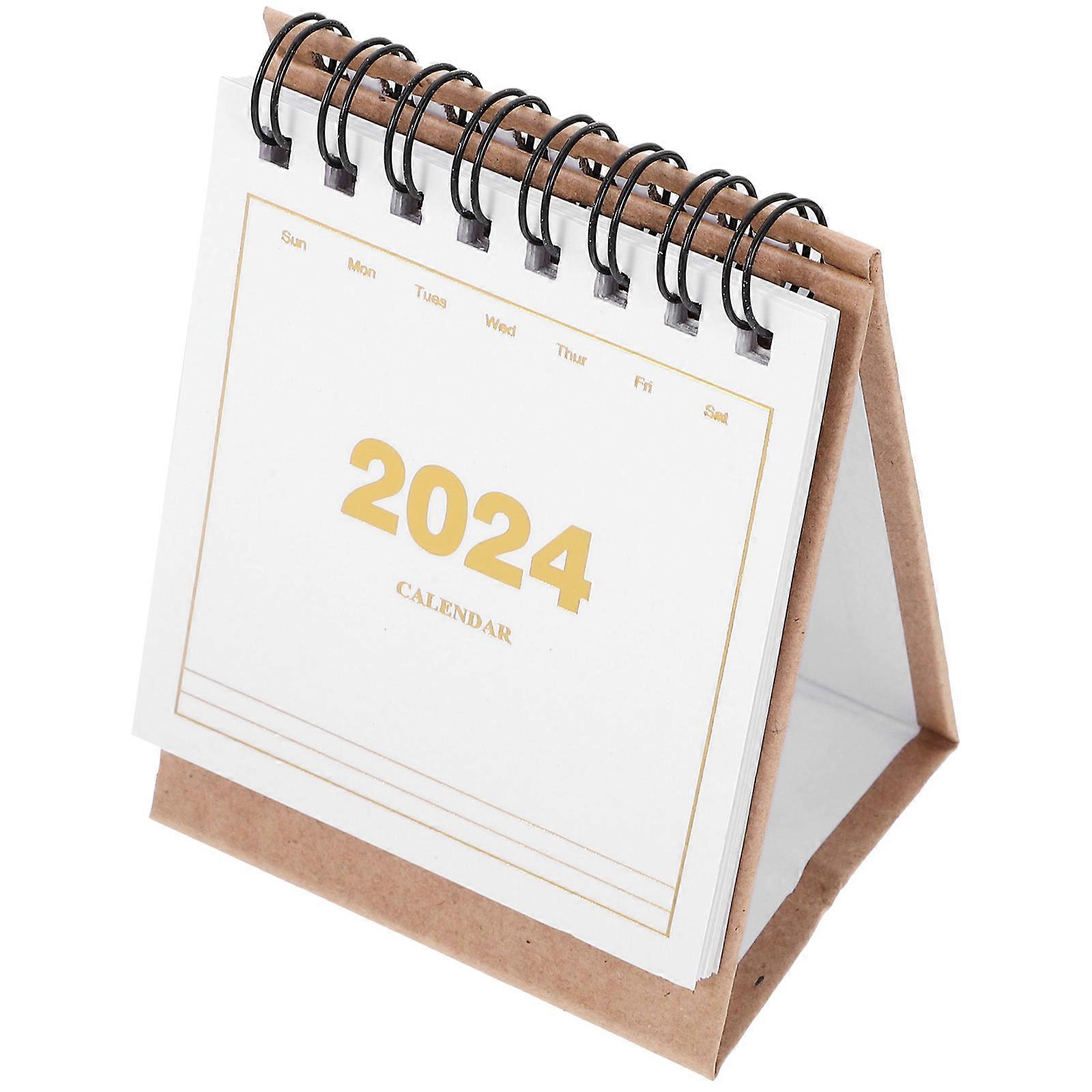 Desk Calendar Small Flip 2024 Tabletop Mini Calendar Home Office Simple and Convenient Design 1Pcs
