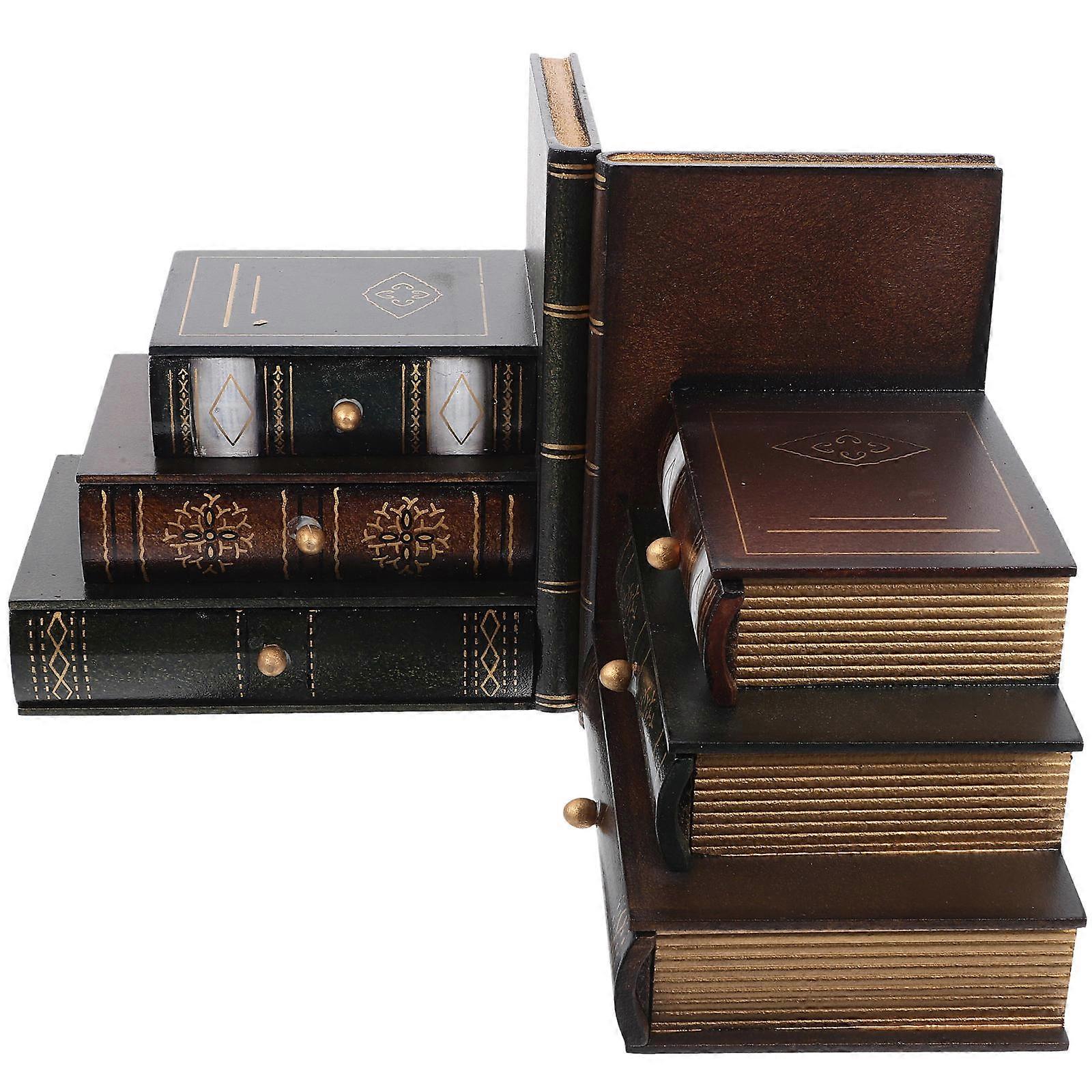Wood Book End Storage Box for Shelves with Large Capacity and Assorted Color Crafted from Natural Wood