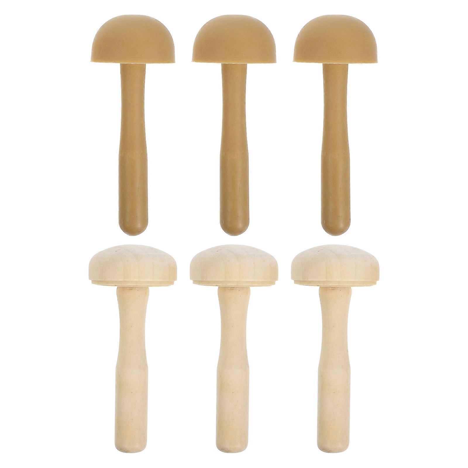 Wooden Mushroom Ink Roller for Printmaking Art Craft Supplies with Assorted Colors and Durable Materials 6pcs Set