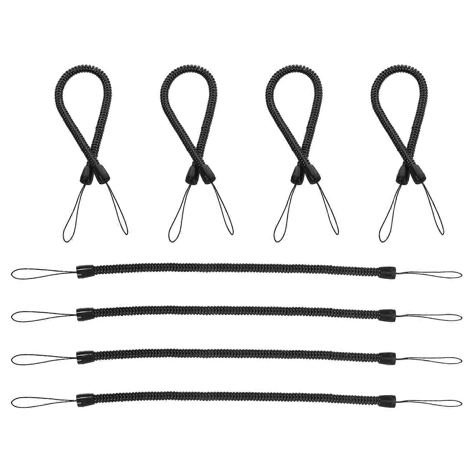 Stylish Black Pen Lanyard Anti Loss Rope Elastic Spring Strap for Stylus Pen Convenient Carry 8pcs