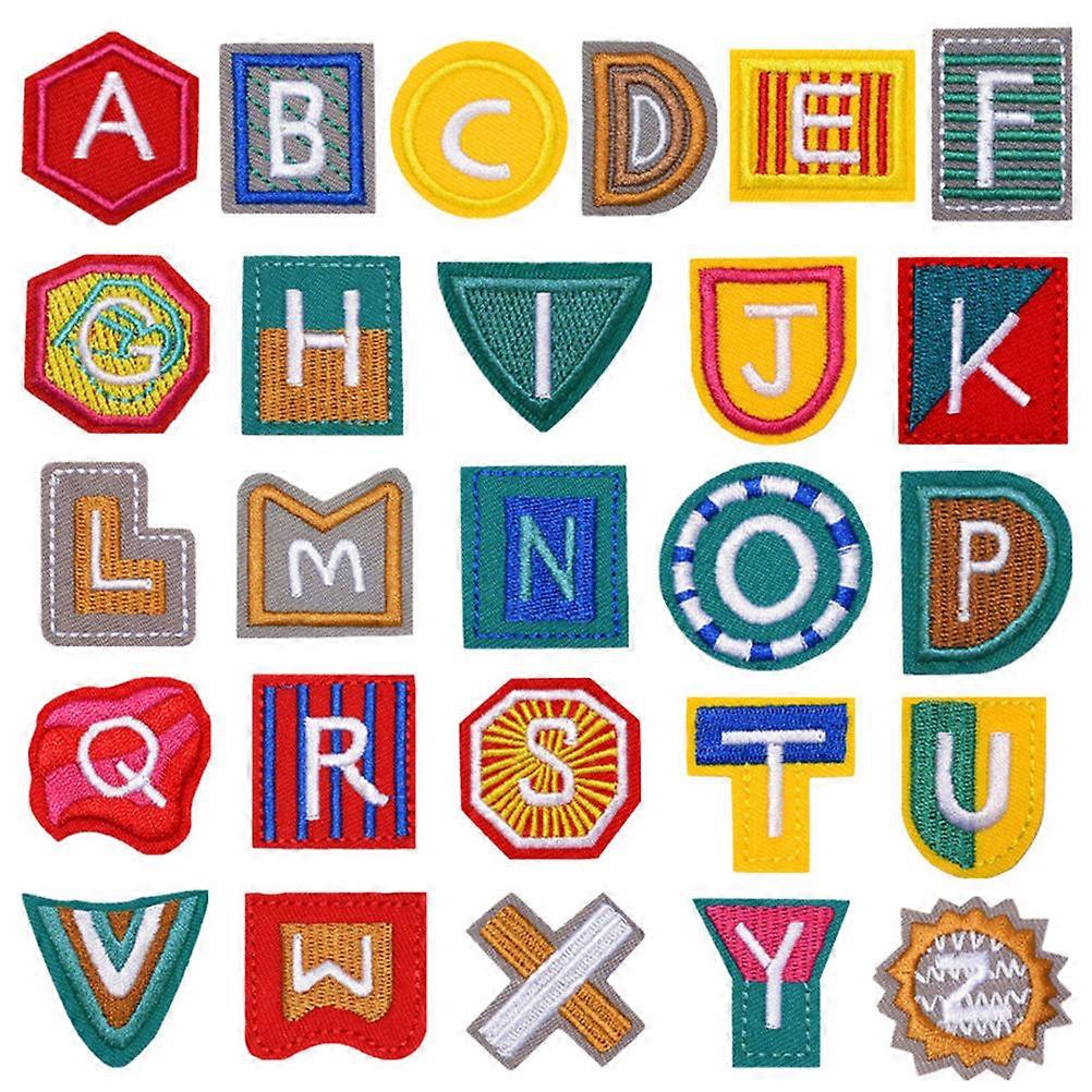 English Alphabet Patch Embroidery Stickers Decorative Garments Accessories Assorted Color 26Pcs