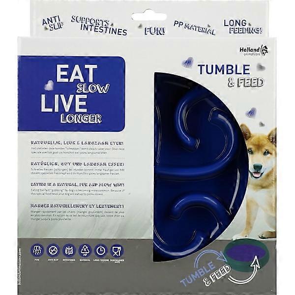 Eat Slow Live Longer Tumble Feeder, blue.