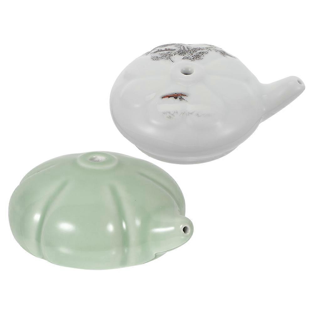 Ink Water Storage Container Ceramic Material for Calligraphers Round Shape 2Set