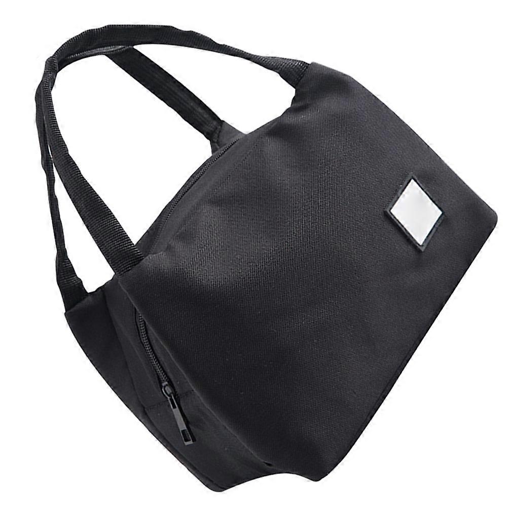 Rectangular Bento Storage Bag For School Outdoor Use With Insulation Black 1Pcs