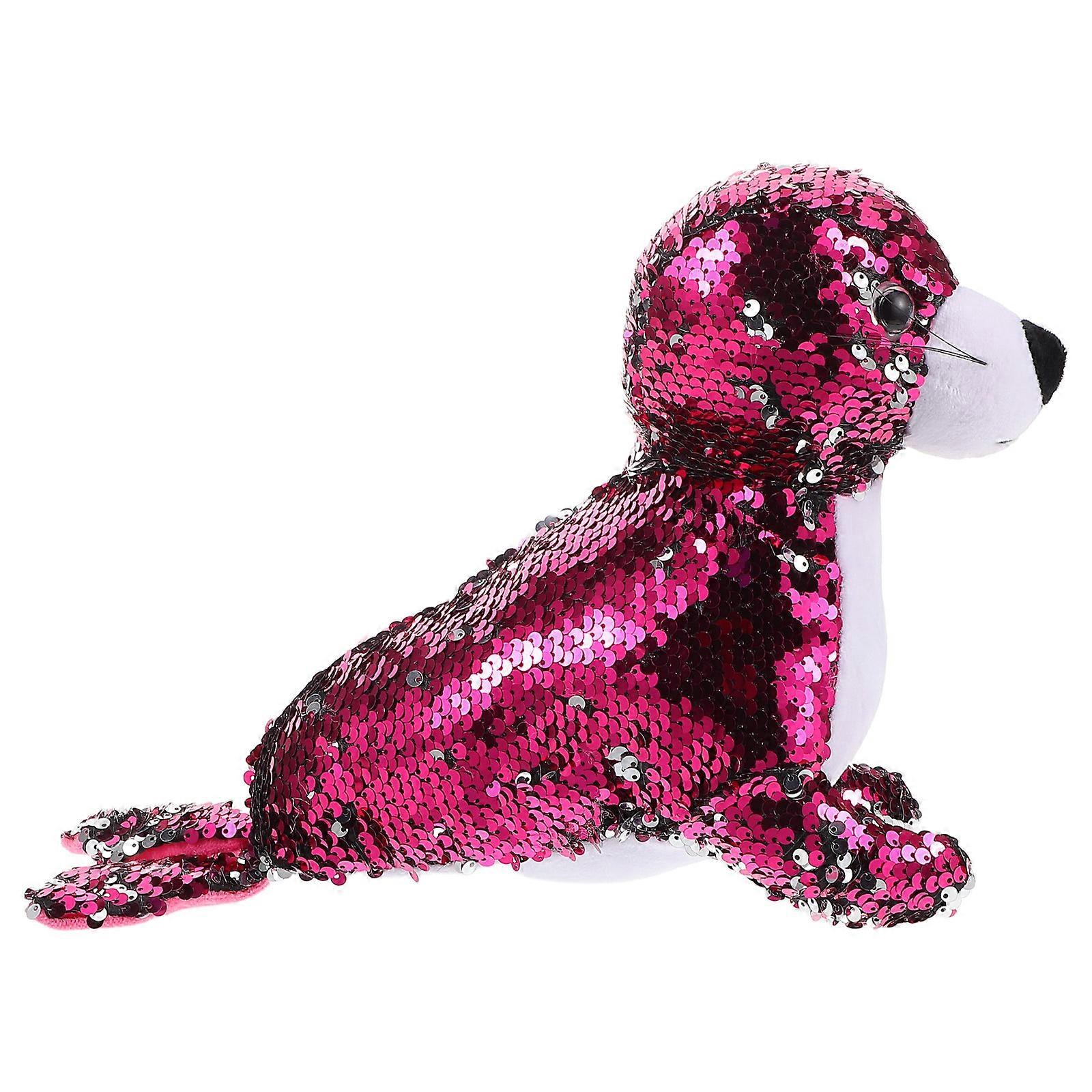 Plush Sea Lion Reversible Sequin Stuffed Toy Soft Comfortable Ocean Animal Decorative Play