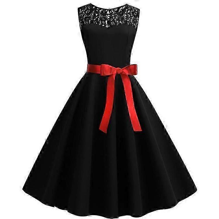 Vintage Rockabilly Lace Patchwork Cocktail Dress for Women 50s 60s Party Evening