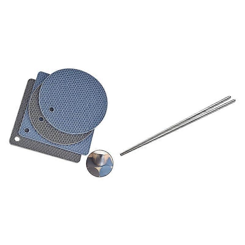4 pcs. Silicone planter, resistant mats and 3 pairs of cooking sticks extra long stainless steel chopsticks