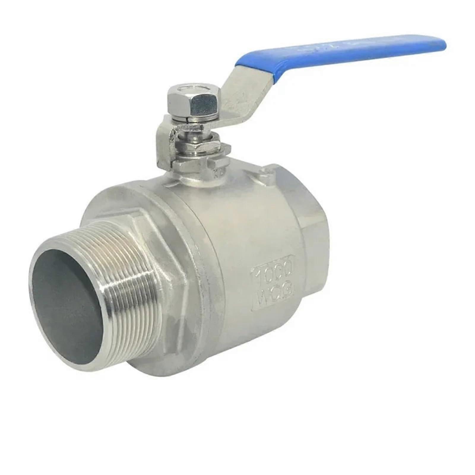 1 PIECE 304 Stainless Steel TwoPiece Ball Valve 1/4' 3/8' 1/2' 3/4' 1' 2' Internal and External Thread Water Gas Oil Switch Fitting Adapter (1')