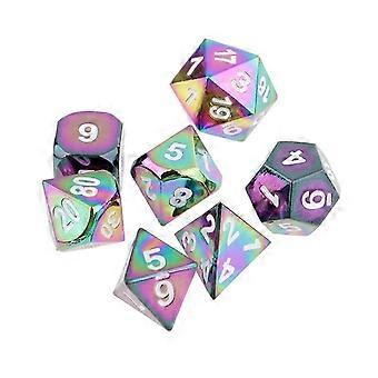 Conjunto de 7 Dados Multi-lados de Liga de Zinco Arco-íris para Jogo de Festa de Tabuleiro de Cartas #1