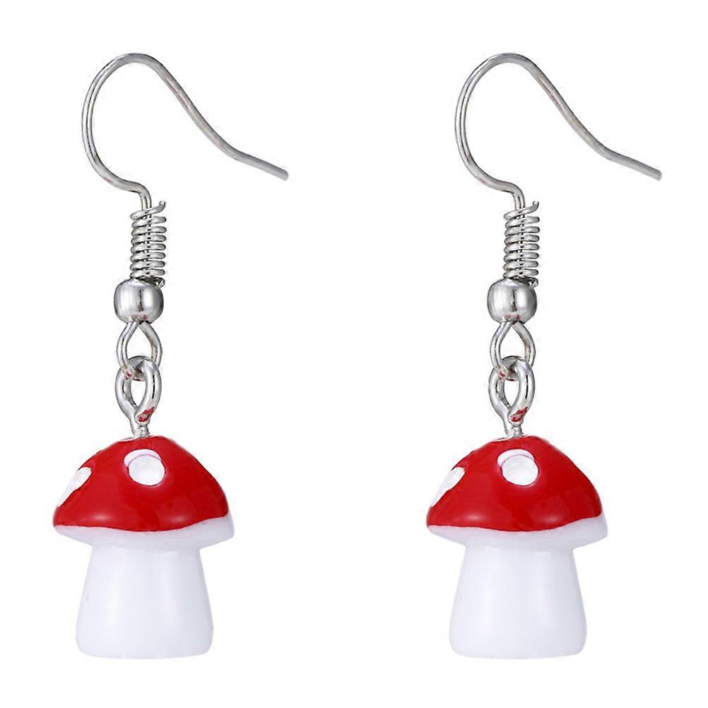 Cute Red Mushroom Earrings Made of Alloy for Home Decor and Photo Props Small Size