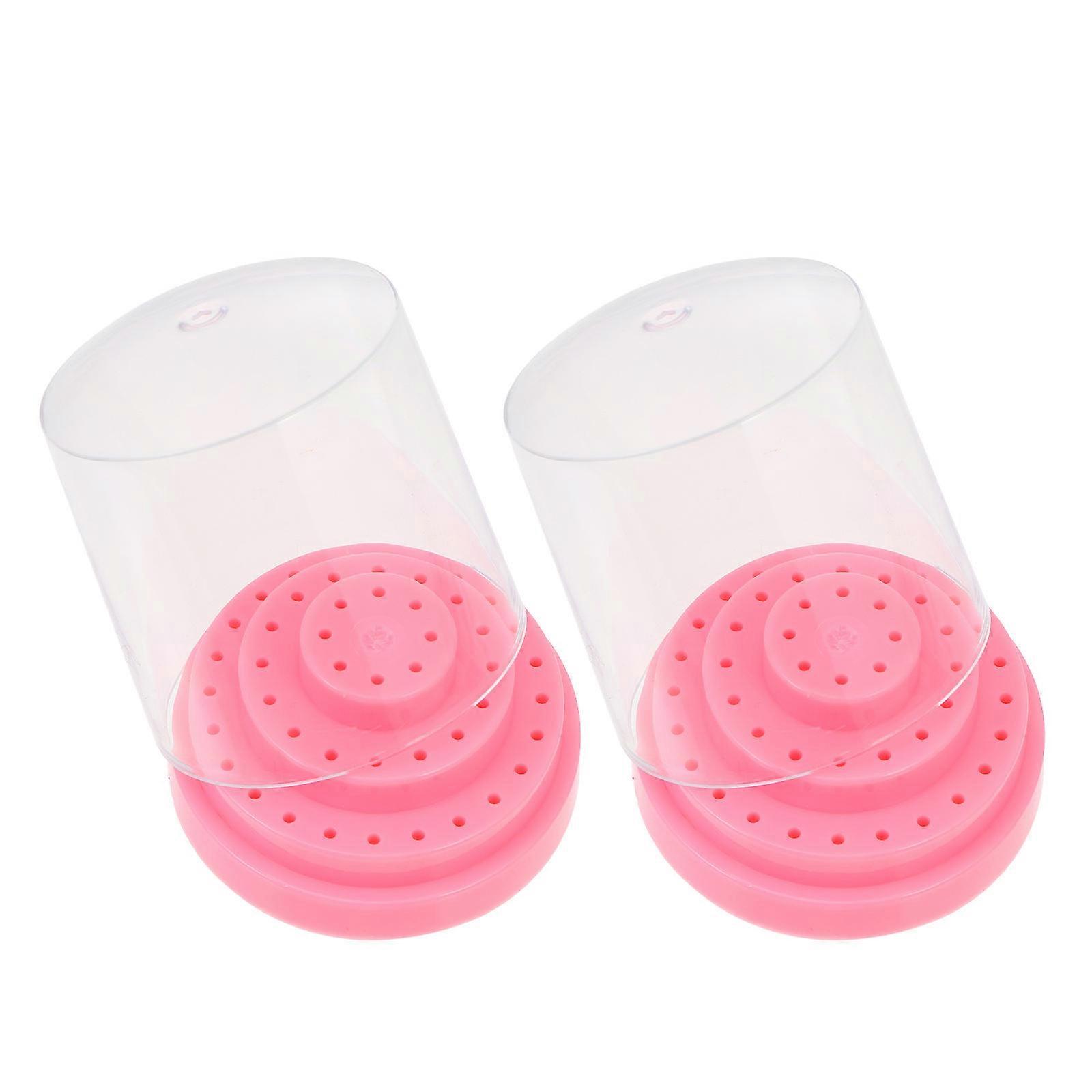 Nail Drill Bits Holder Grinding Head Storage Box for 2Pcs with 48 Holes