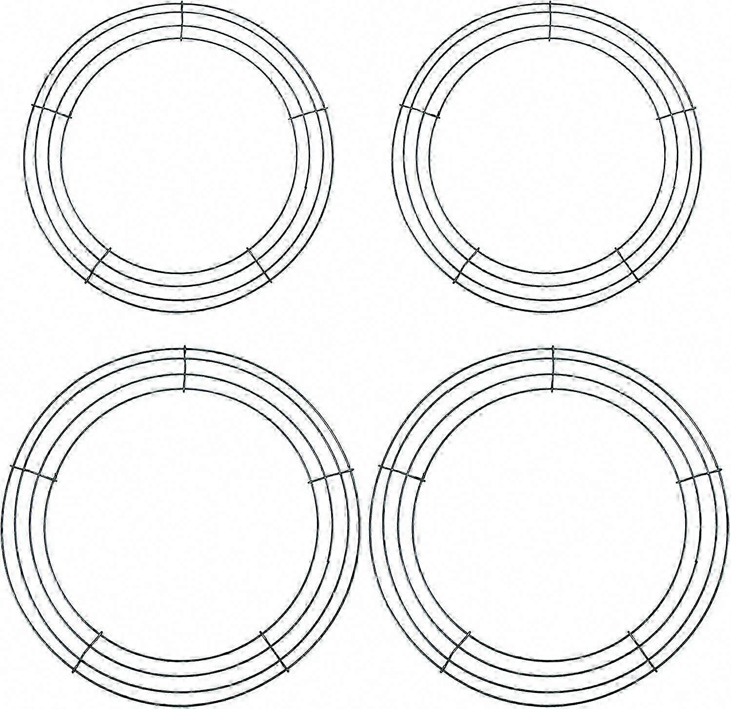 4 عبوات من إكليل الزهور المعدني من الزهور من الأسلاك الخضراء لعيد الميلاد لعيد الميلاد لعيد الحب (12 بوصة ، 14 بوصة)