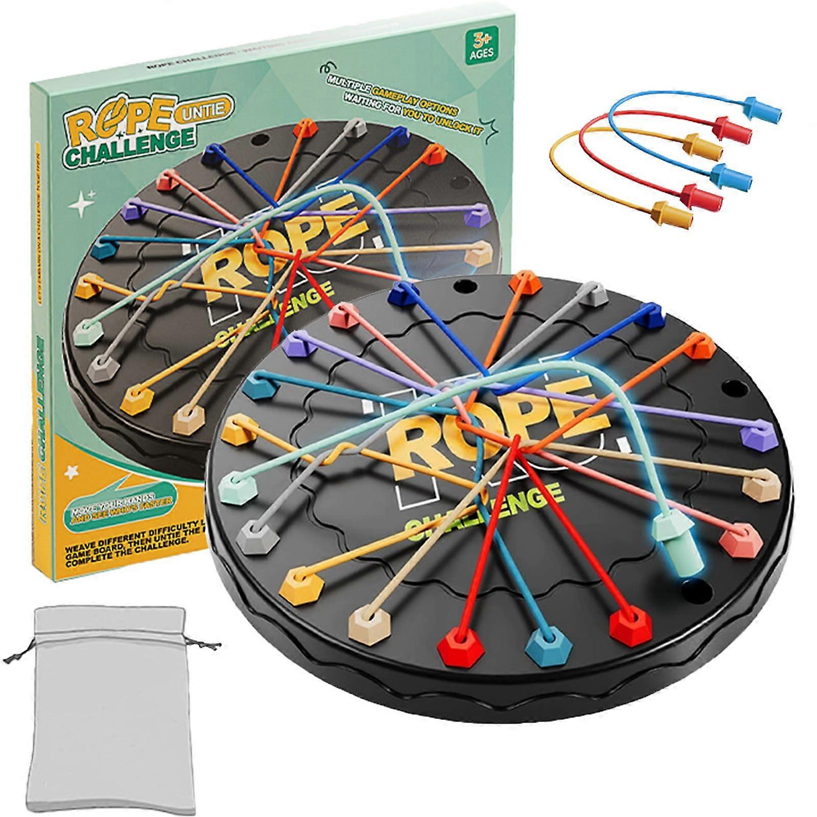 Brainy Knots Rope Challenge Puzzle - Logic Knot Game, Rope-Based Strategy Puzzle For Kids 3+, Family Learning Toy