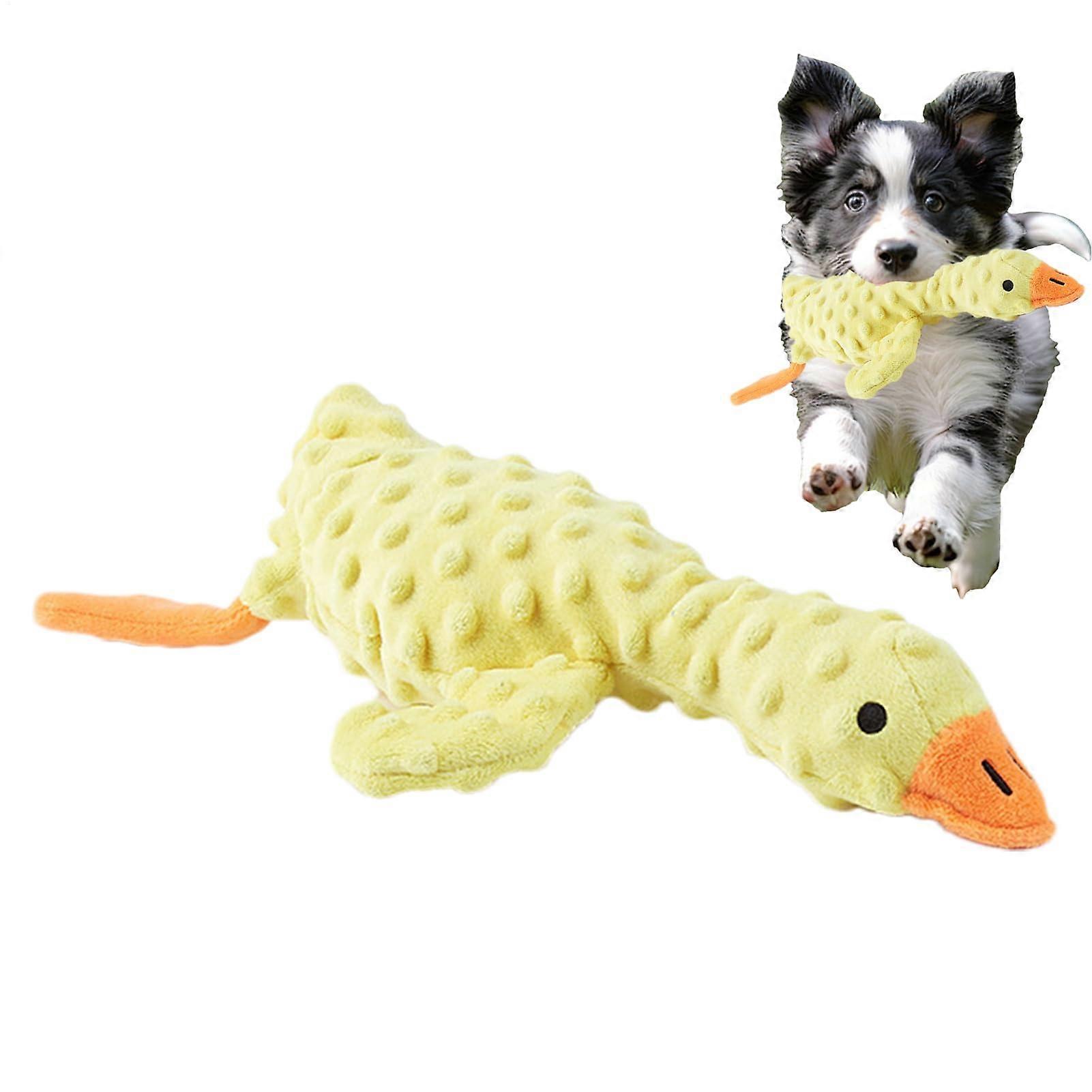 Plush Dog Toy With Squeaker | Interactive Plush Toy With Treat Hideaway For Small Medium Large Breeds Yellow