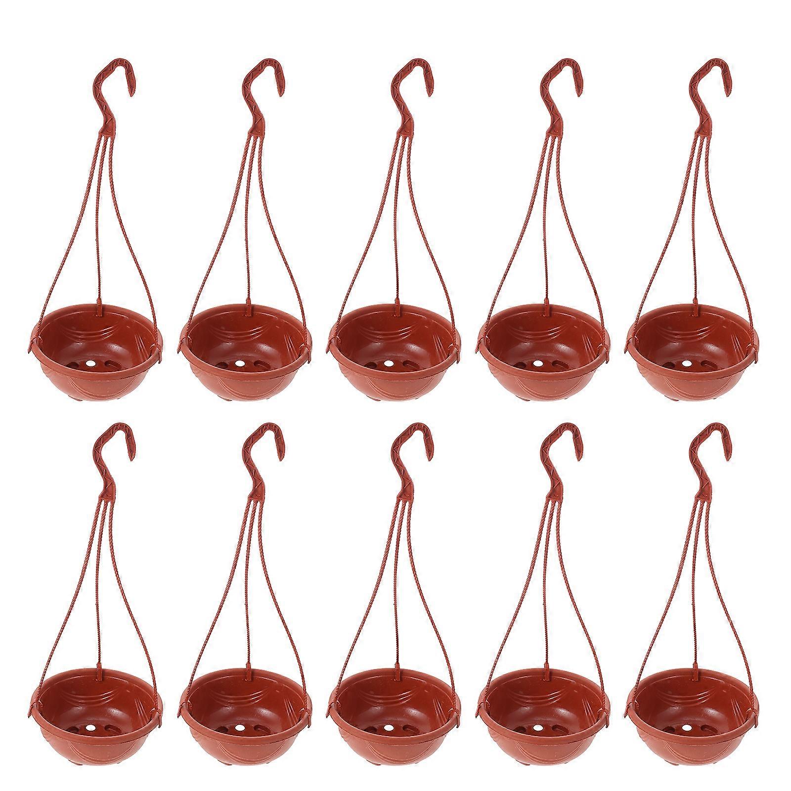 Round Hanging Pots For Plants Specifically Designed For Balcony And Office Use Constructed From Durable Plastic 10Pcs