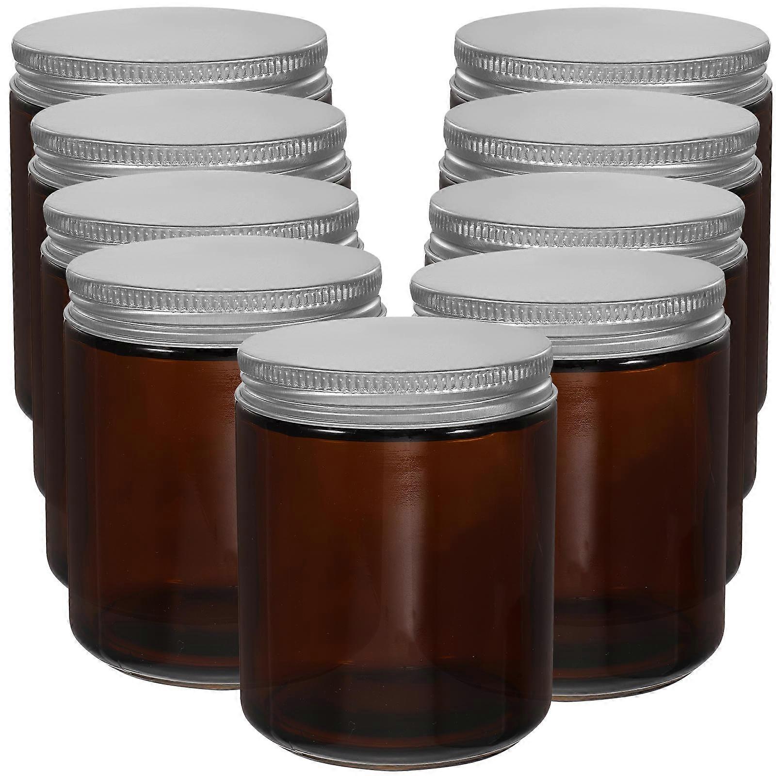 Modern Styled 12Pcs Empty Candle Jars Food Storage Containers With Sealing Lids In Brown Color For Craft Making