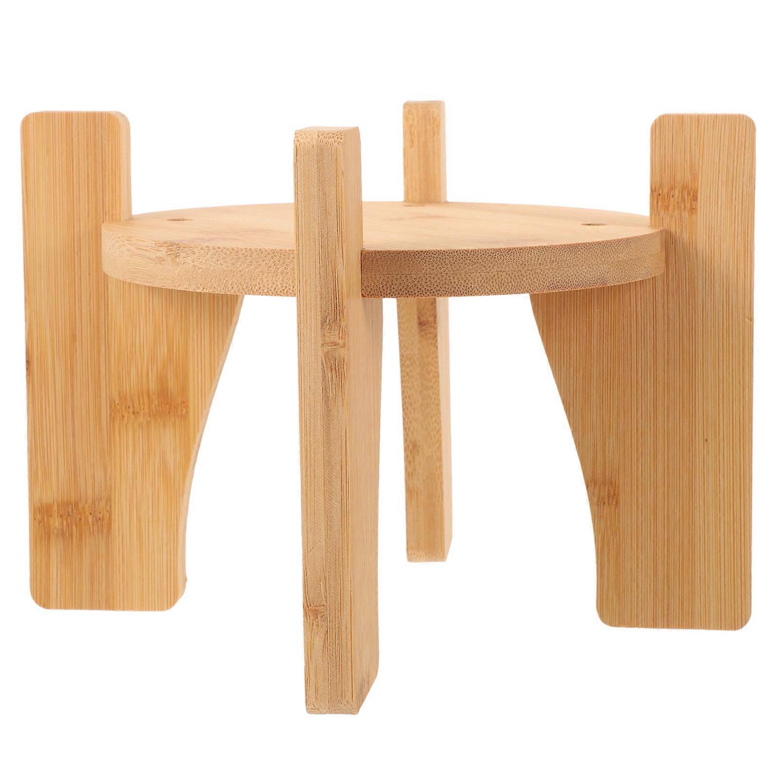 Wood Pedestal Beverage Dispenser Stand Round Shape Suitable for Teapot and Fish Tanks 6.3X6.3X5.7in 1Set